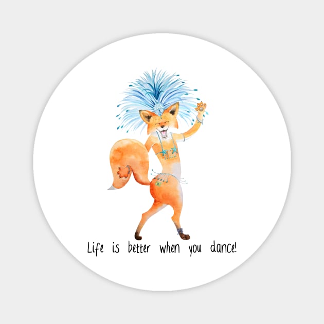 Happy dancing fox illustration Magnet by Simple Wishes Art